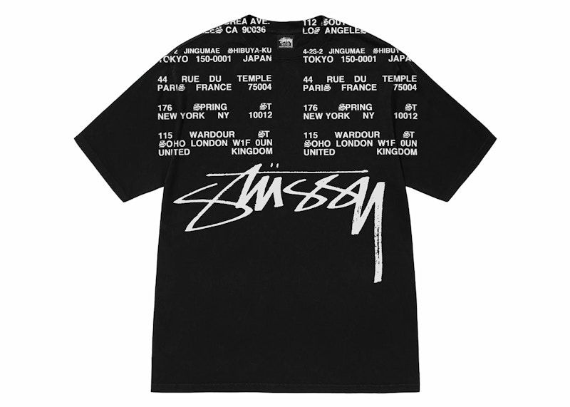 T-shirt Stüssy Locations Pigment Dyed T-Shirt Sort | 1905004-0001