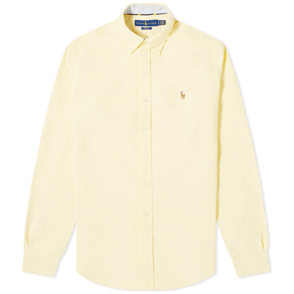 Skjorte Polo by Ralph Lauren Slim Fit Button Down Oxford Gul | 710792161004, 0