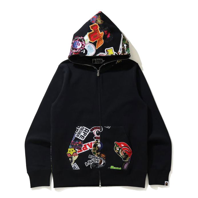 Sweatshirt BAPE BAPE Multi Motif Print Full Zip Hoodie Black Sort | 1H30-115-016, 0