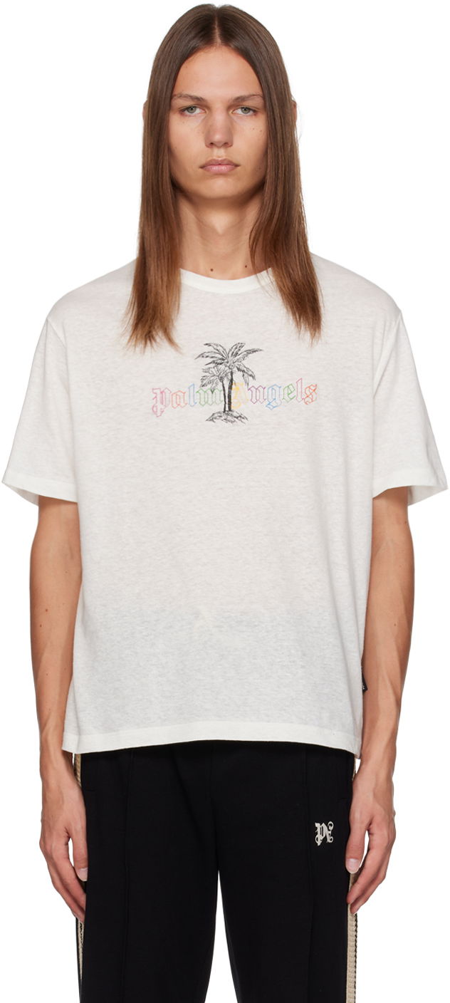 T-shirt Palm Angels White Printed Hvid | PMAA089E23JER0040110