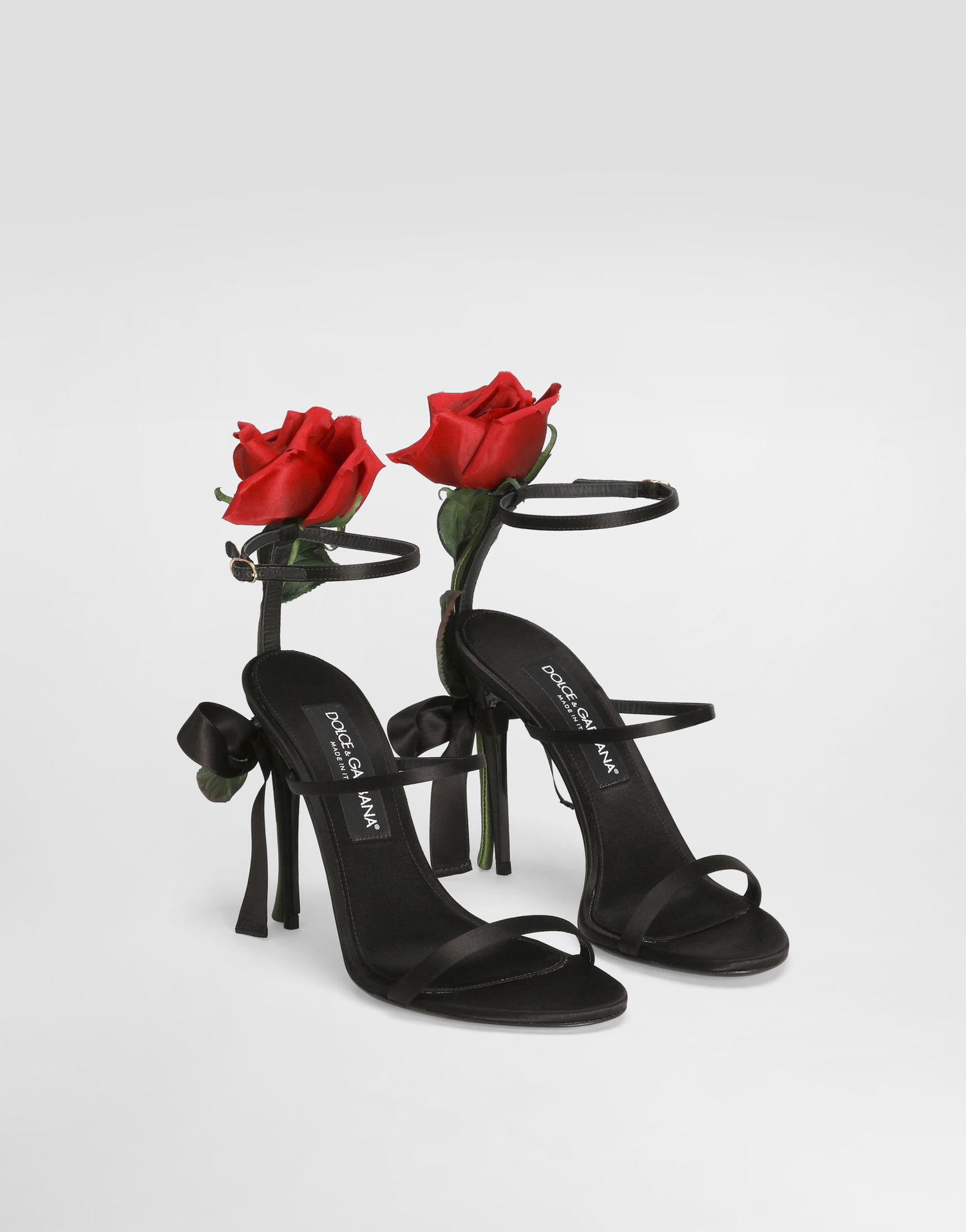 Tilbehør Dolce & Gabbana Dolce & Gabbana Satin Rose Embellished Heels Sort | CR1817A763080999, 1