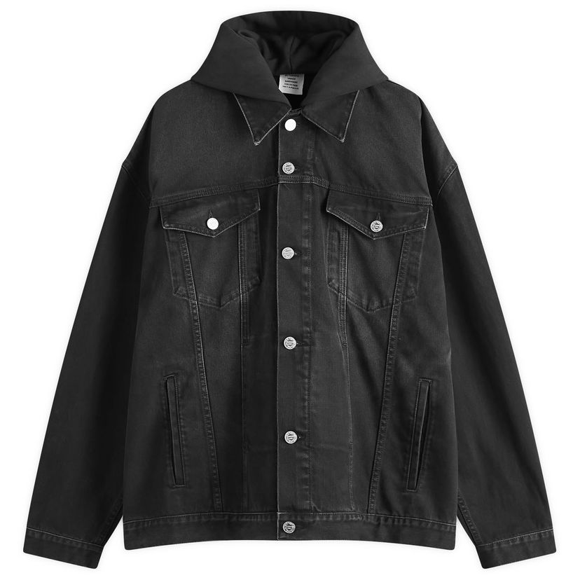 Jakke VETEMENTS Vetements 3D Logo Hooded Denim Jacket, Size Large Sort | UA66JA500B