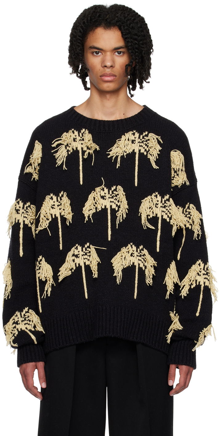 Sweater Jil Sander Jil Sander Crewneck Palm Tree Sweater Sort | J22GP0127_J15378