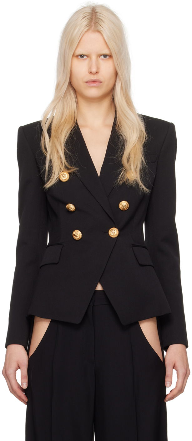 Jakke Balmain Double-Breasted Blazer Sort | CF1SG008WB08