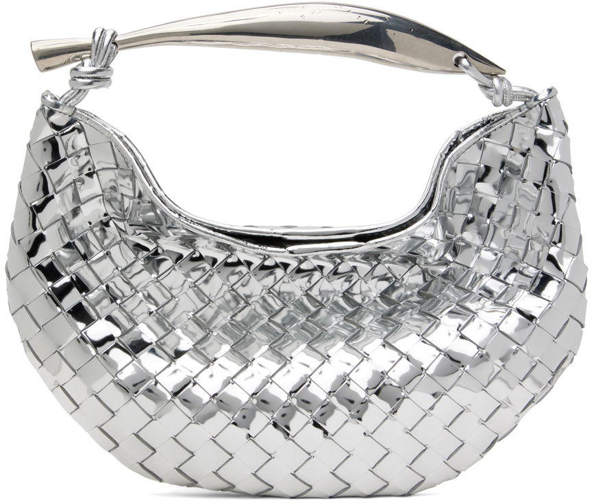 Håndtaske Bottega Veneta Metallic Silver Woven Leather Shoulder Bag Metalisk | 716082 V3QM2, 0