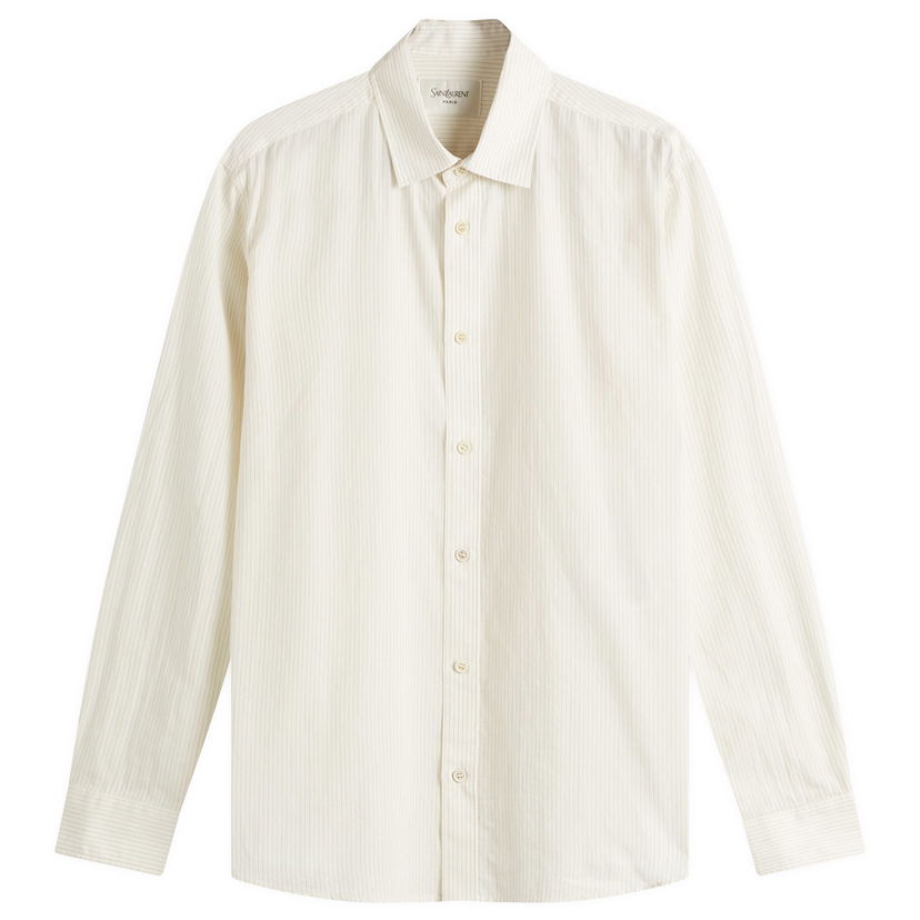 Skjorte Saint Laurent Saint Laurent Men's Dobby Stripe Shirt, Size Large Beige | 776598-Y10IA-3279