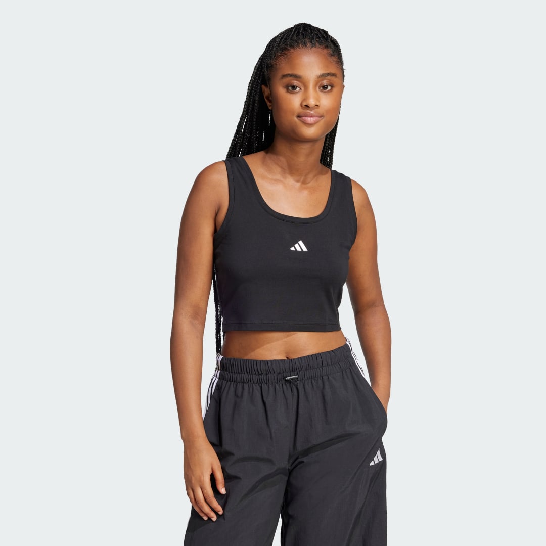 Crop top adidas Performance Cotton Tank Top Sort | JE1321, 0