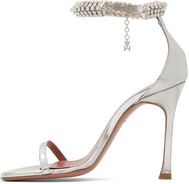 Skopleje Amina Muaddi Amina Muaddi Iman Heeled Sandals with Rhinestone Anklet Metalisk | IMAN SANDAL SR MIRROR, 2