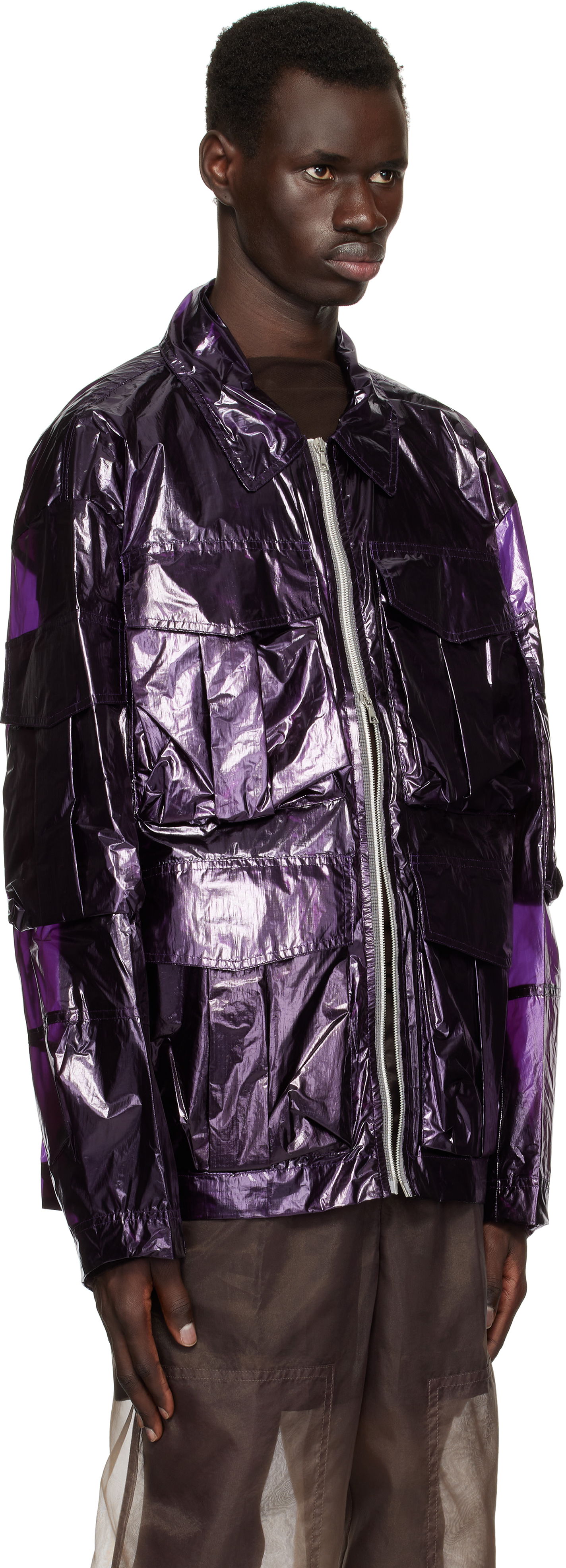 Vindjakke Dries Van Noten Dries Van Noten Overdyed Transparent Jacket Lilla | 251-020532-1258, 1
