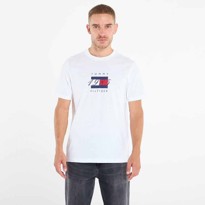 T-shirt Tommy Hilfiger Tommy Hilfiger Linear Flag Graphic Tee Hvid | MW0MW41338 YBR