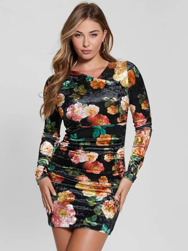 Kjole GUESS Bodycon Velvet Mini Dress Flerfarvet | W4RK64KBZO2, 0
