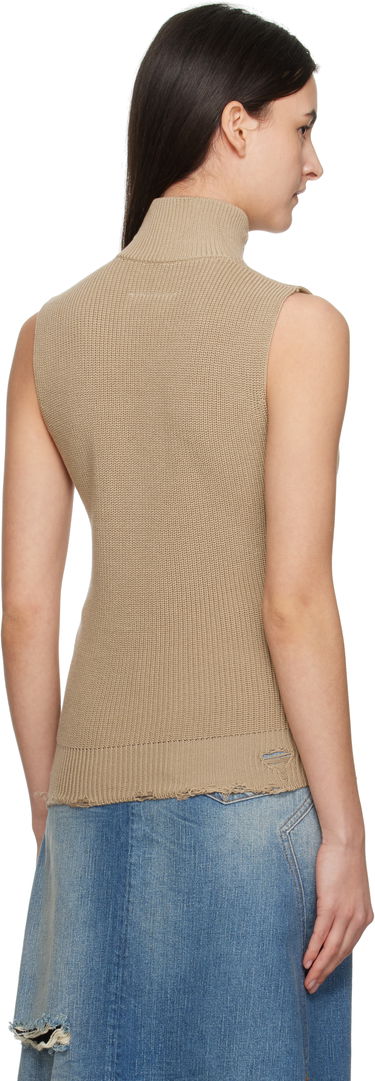 Sweater Maison Margiela MM6 Maison Margiela Eaten Knit Zip-Up Vest Beige | S52FB0095 M13089, 2