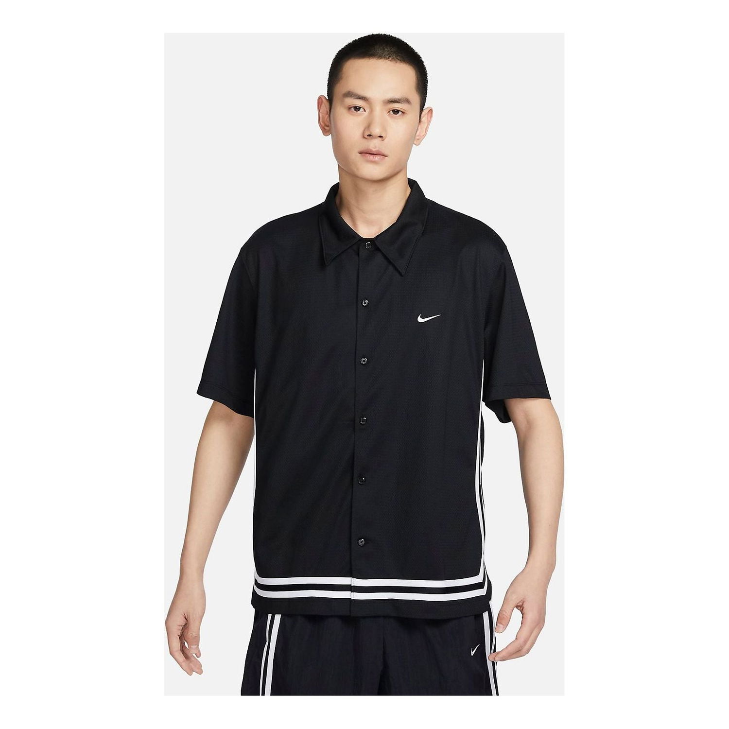 Skjorte Nike Men's Breathable Button-Down Basketball Shirt Sort | FN2876-010, 0
