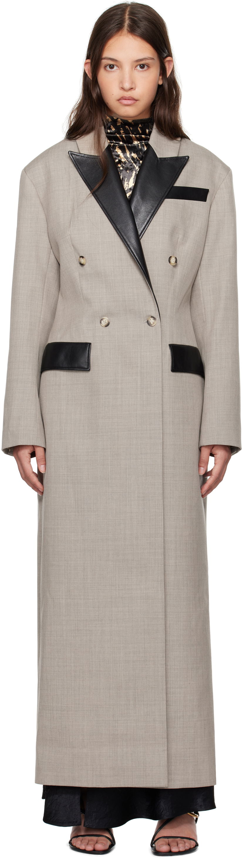 Frakker Nanushka Nanushka Ferris Double-Breasted Long Coat Grå | NW24FWOW36970