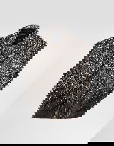 Vest Dolce & Gabbana Dolce & Gabbana Vintage Leather Crystal-Embellished Vest Sort | F7BD4ZGDDGAS8400, 0