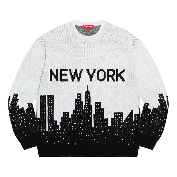 Sweater Supreme Knit Skyline Cityscape  Sweater Hvid | SUP-SS20-048