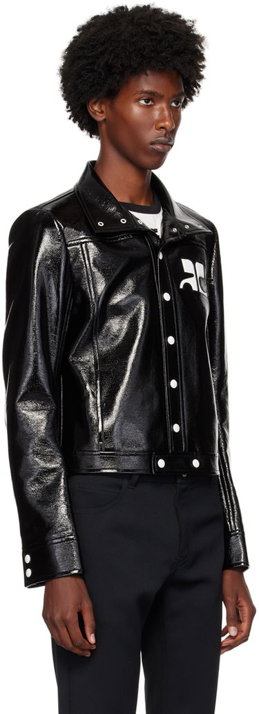 Jakke Courrèges Vinyl Cropped Jacket Sort | PERCBL017VY0014, 1