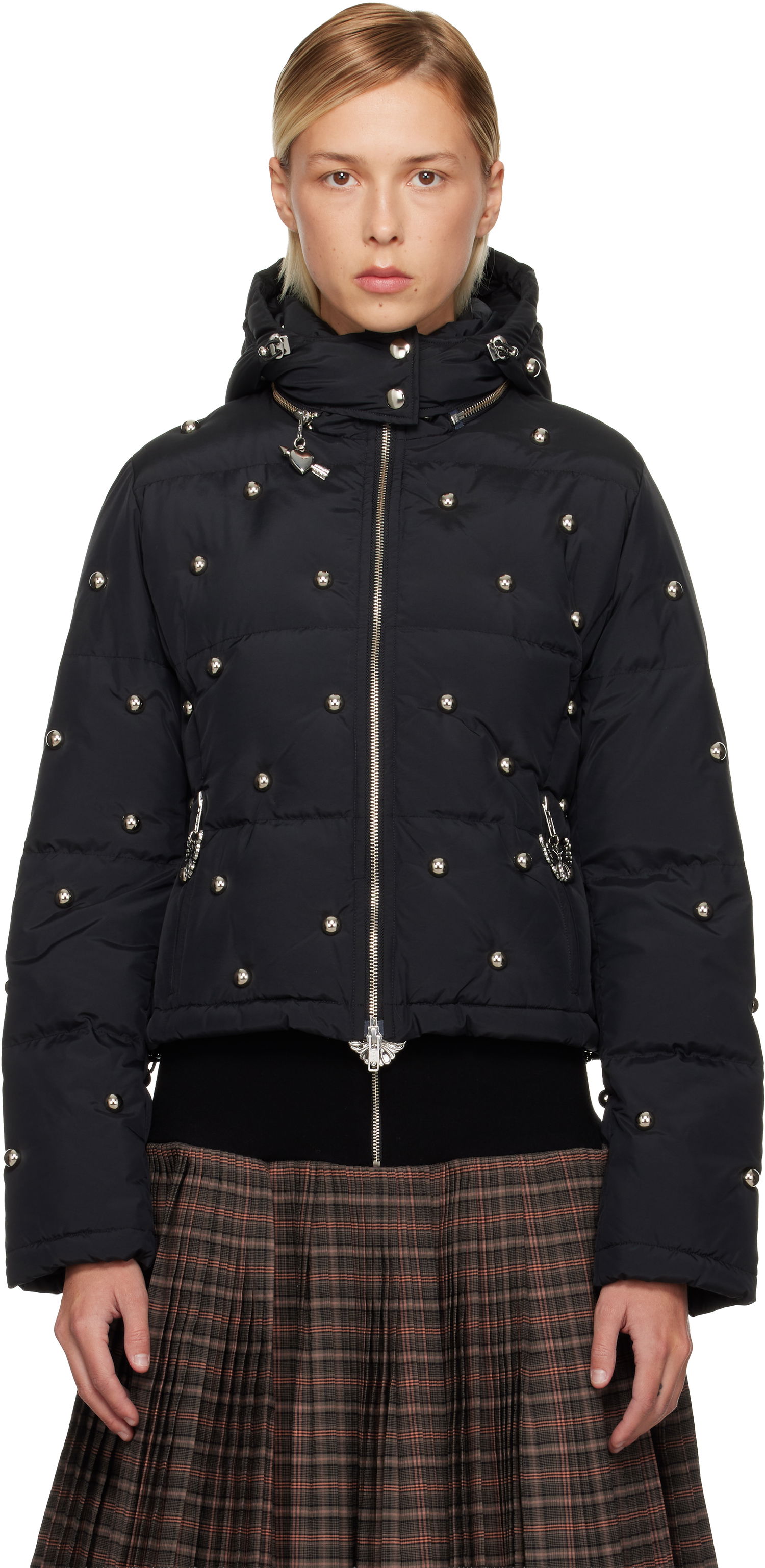 Puffer jakke Chopova Lowena Chopova Lowena Fallout Studded Down Puffer Jacket Sort | 5328, 0