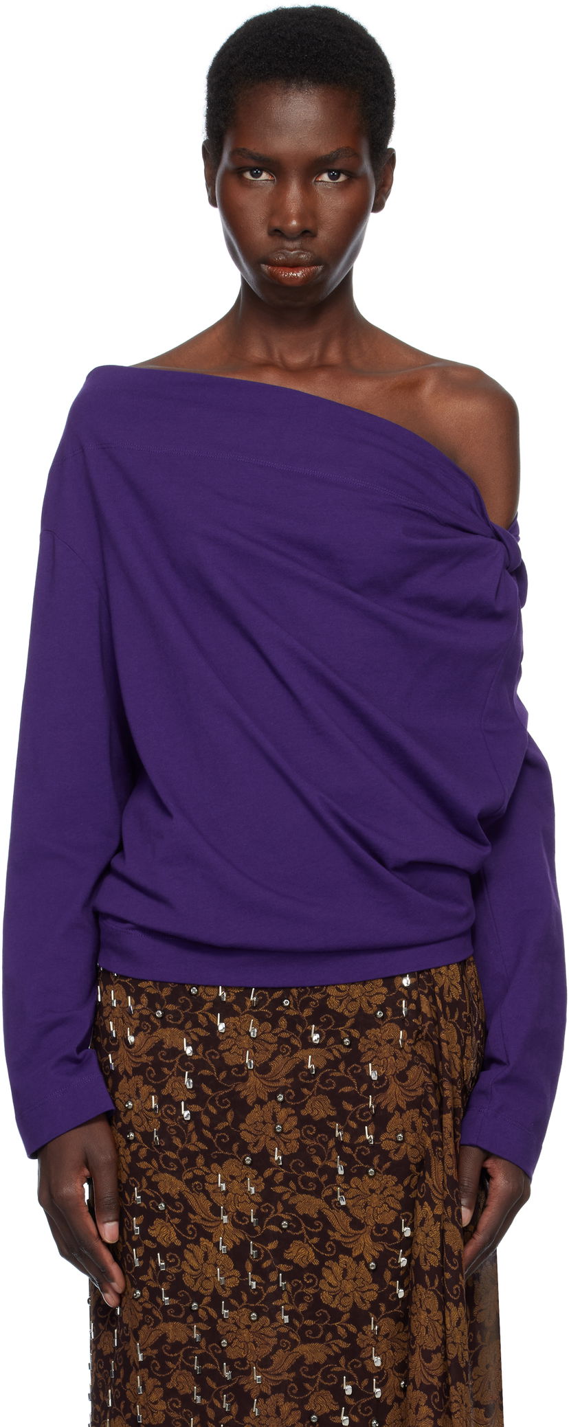 Sweater Dries Van Noten Dries Van Noten Off-Shoulder Top Lilla | 251-011142-1603