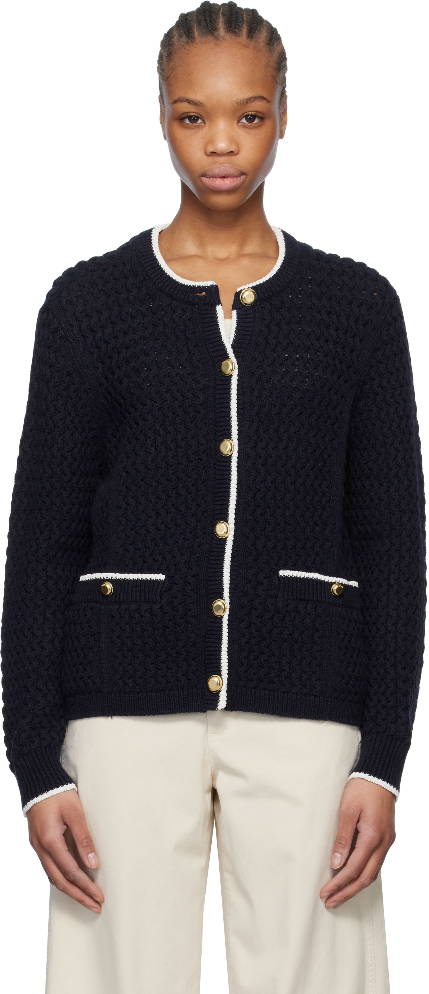 Sweater rag & bone Rag & Bone Daria Knit Cardigan Mørkeblå | WAS24P045SD45, 0