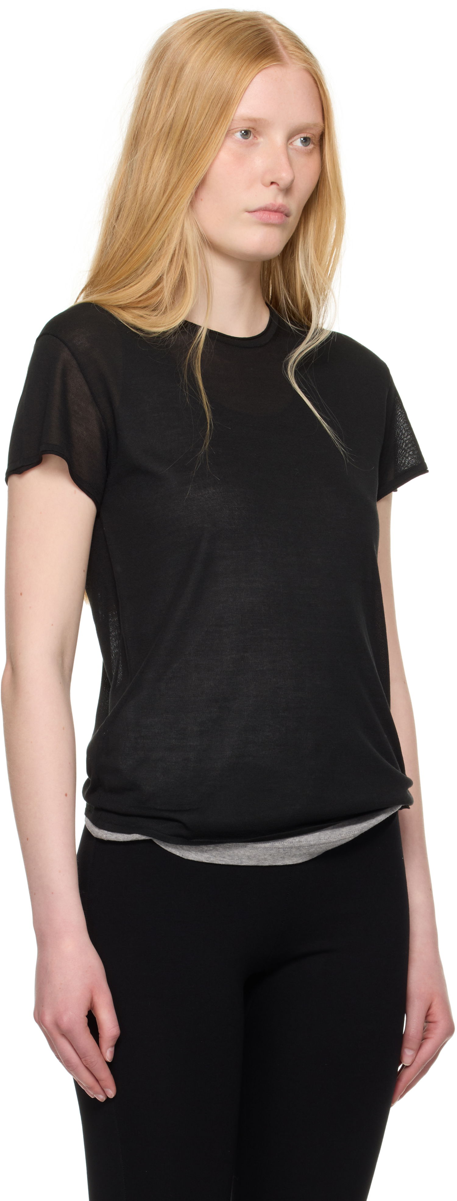 T-shirt TOTEME TOTEME Silk T-Shirt Sort | 252-WRT0476-YA0173, 1