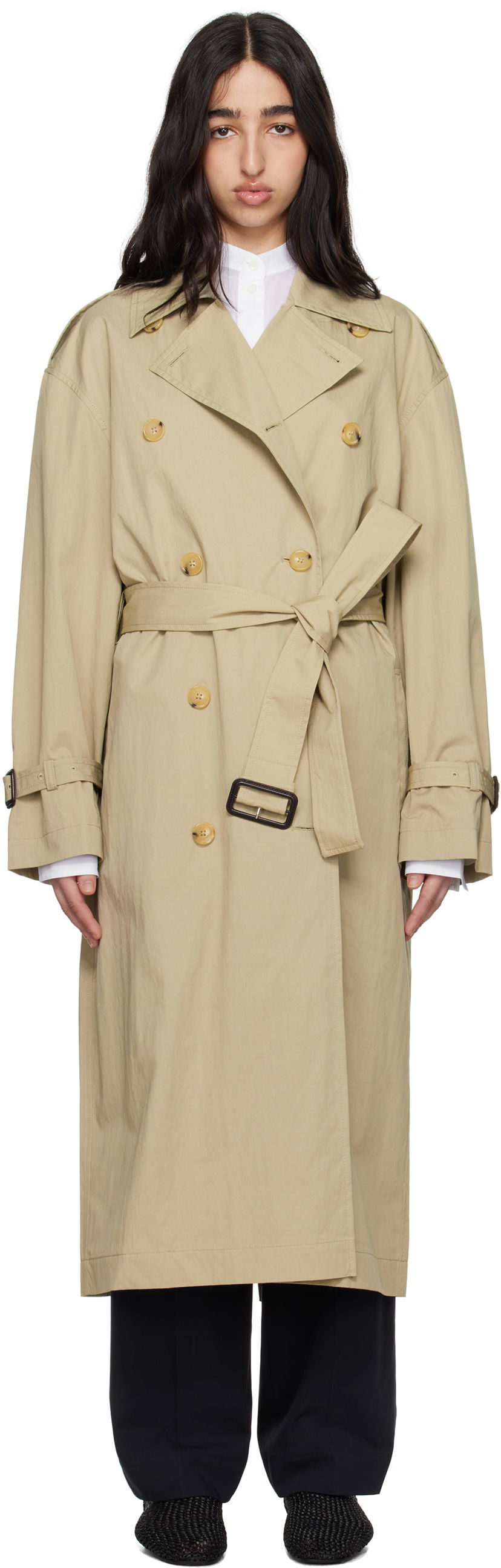 Trenchcoat TOTEME TOTEME Crisp Summer Trench Coat Beige | 252-WRO0197-FB0410