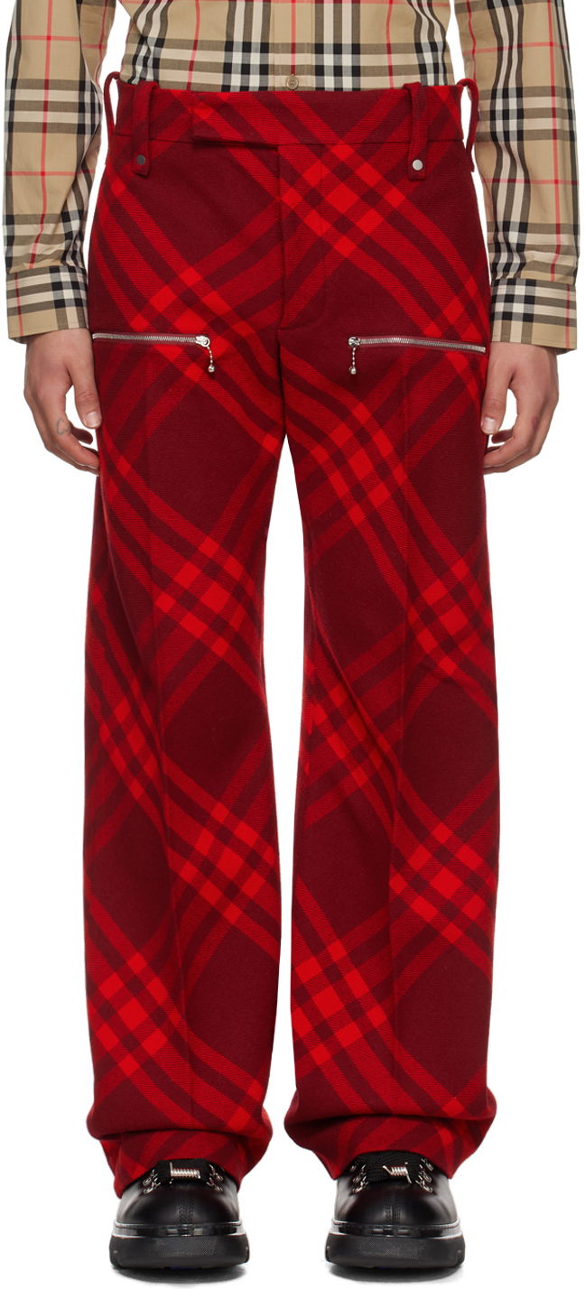 Bukser Burberry Check Trousers Rød | 8079154
