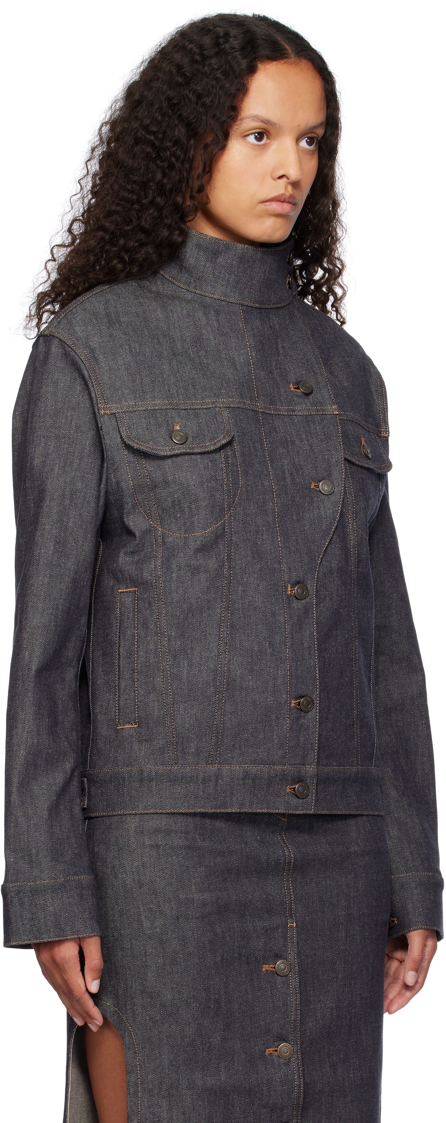 Jakke Courrèges Motorcycle Denim Jacket Blå | 424DBL217DE0035, 1
