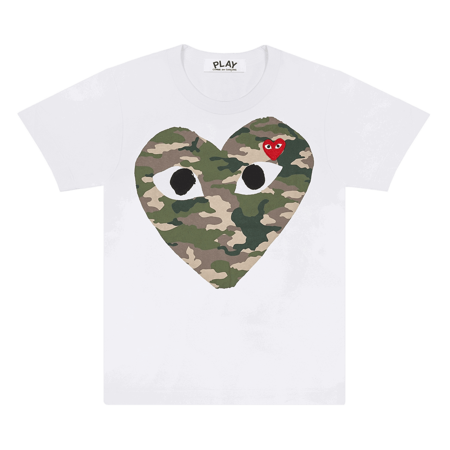 T-shirt Comme des Garçons PLAY Camouflage Heart T-Shirt Hvid | AZ T242 051 1, 0