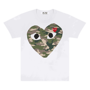 T-shirt Comme des Garçons PLAY Camouflage Heart T-Shirt Hvid | AZ T242 051 1, 0