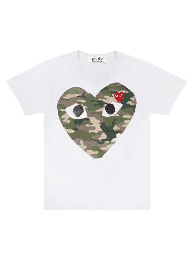 T-shirt Comme des Garçons PLAY Camouflage Heart T-Shirt Hvid | AZ T242 051 1