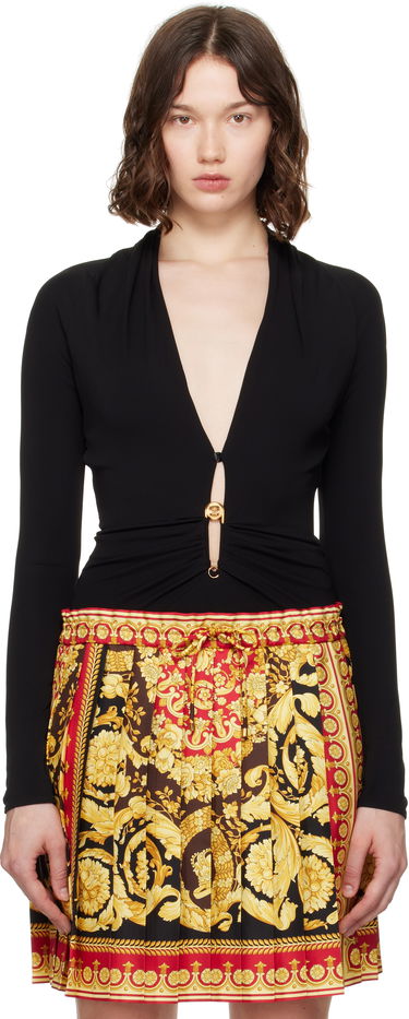 Tøj Versace Versace Safety Pin Draped Fitted Bodysuit Sort | 1021018_1A14475, 0