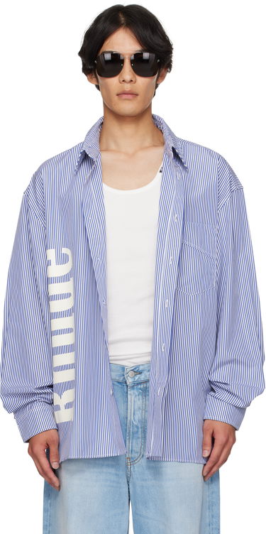 Skjorte Rhude Rhude Side Logo Long Sleeve Shirt Blå | RHPF25SR10012, 0