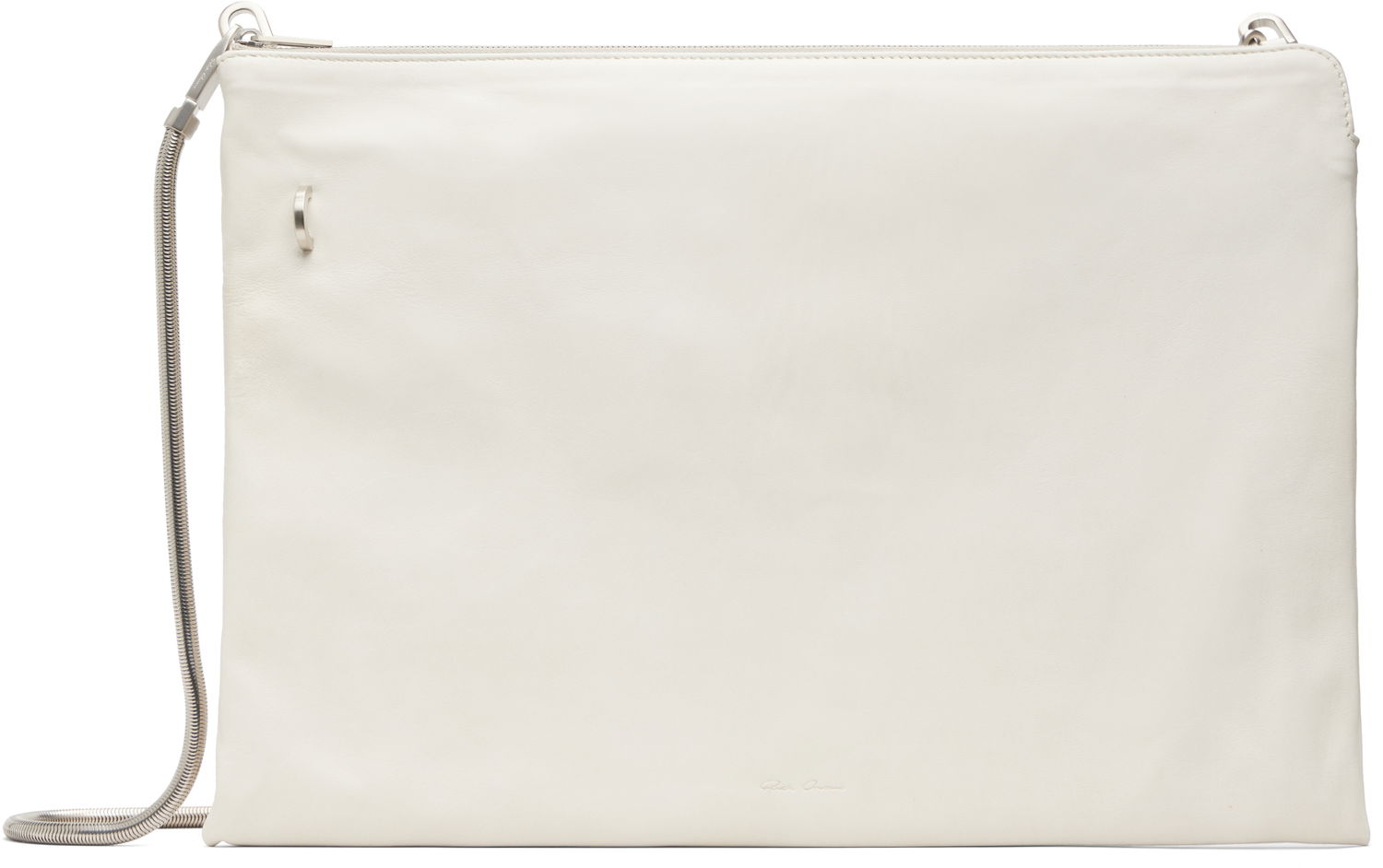Skuldertaske Rick Owens Concordians Leather Pouch with Silver-tone Chain Strap Hvid | RR02E1417 LBHH, 0