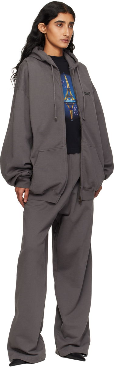 Sweatshirt VETEMENTS Vetements Oversized Zip-Up Hoodie Grå | UH76ZU160M, 3