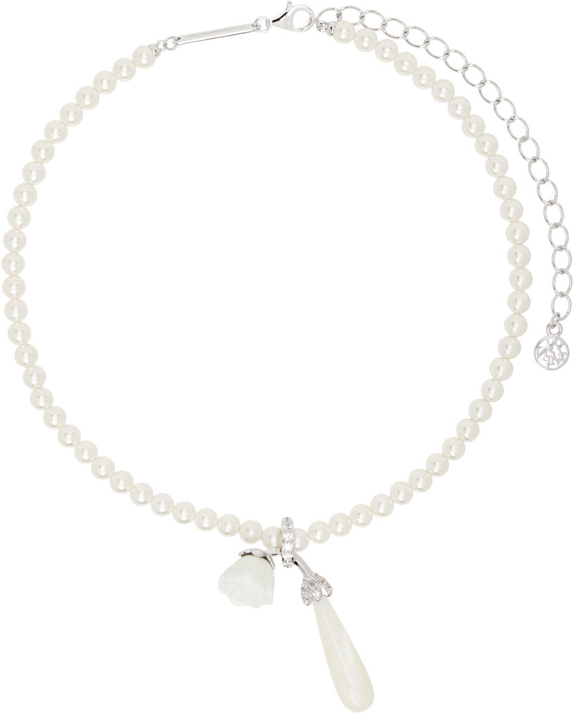 Halskæde SHUSHU/TONG SHUSHU/TONG YVMIN Edition Faux-Pearl Rose Necklace Hvid | 25303WHT00NN