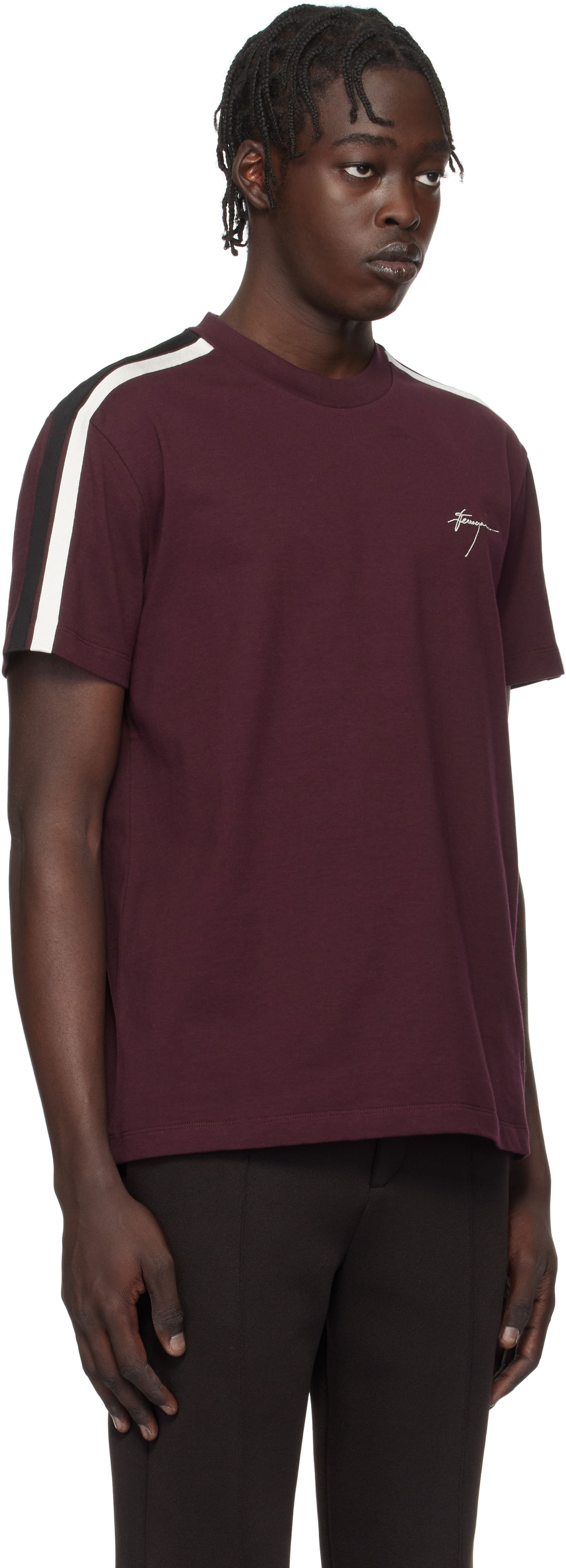 T-shirt FERRAGAMO Ferragamo Contrasting Stripe T-Shirt Bourgogne | 781307, 1