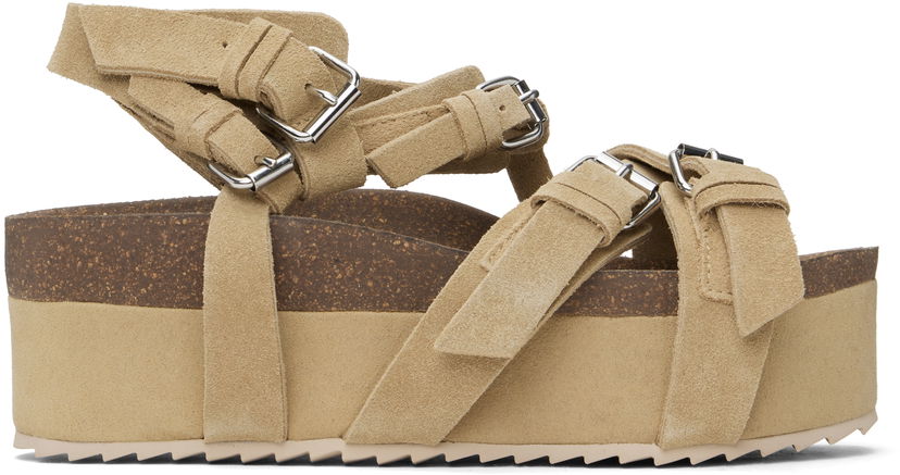 Skopleje R13 R13 Platform Suede Sandals Beige | R13WS075-S212A