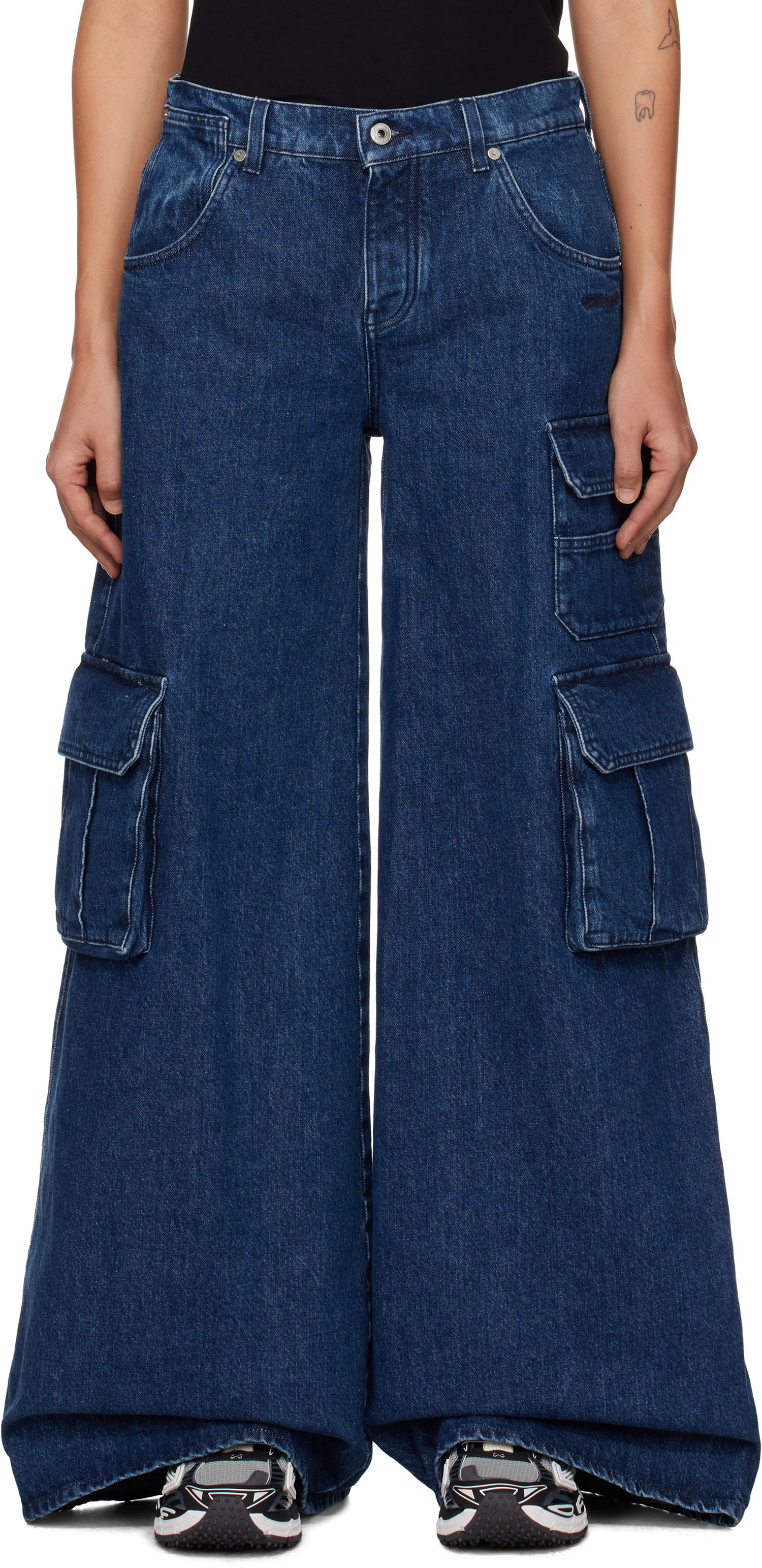 Cargo bukser Off-White Wide Leg Cargo Jeans Blå | OWYB019F24DEN0014600, 0