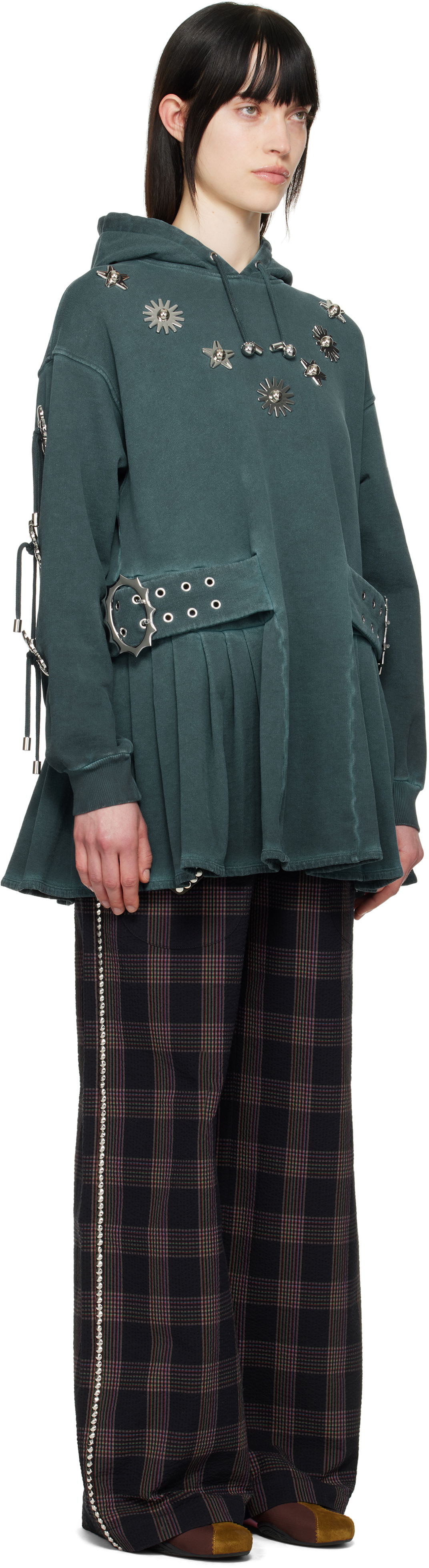 Sweatshirt Chopova Lowena Chopova Lowena Dallas Embellished Hoodie Minidress Grøn | 1297, 1