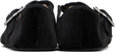 Sneakers og sko Alaïa ALAÏA Criss Cross Velvet Ballerina Flats Sort | AA3A046TK059, 1