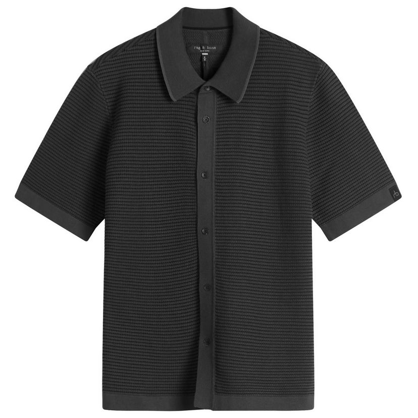 Skjorte rag & bone Rag & Bone Men's Harvey Jacquard Stripe Polo Shirt, Size Large Sort | MBS25S025BC25-WBK