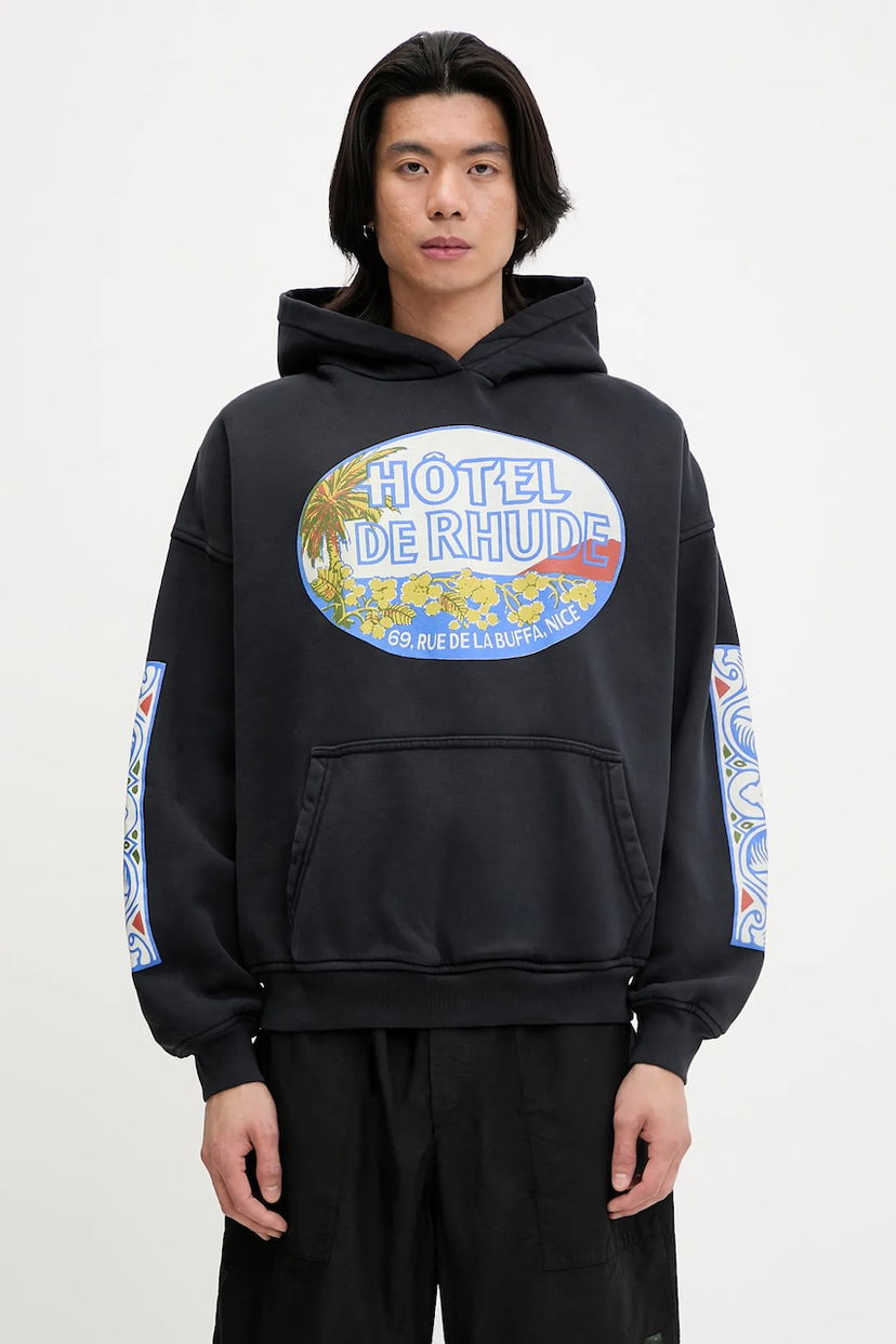 Sweatshirt Rhude RHUDE Hotel Print Hoodie Sort | RHSS25HO01012