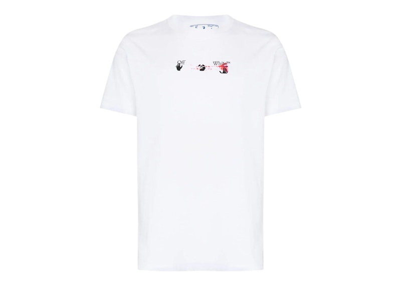 T-shirt Off-White Acrylic Arrow Logo Print T-Shirt White/Black/Fuchshia Hvid | OMAA027F21JER0170132