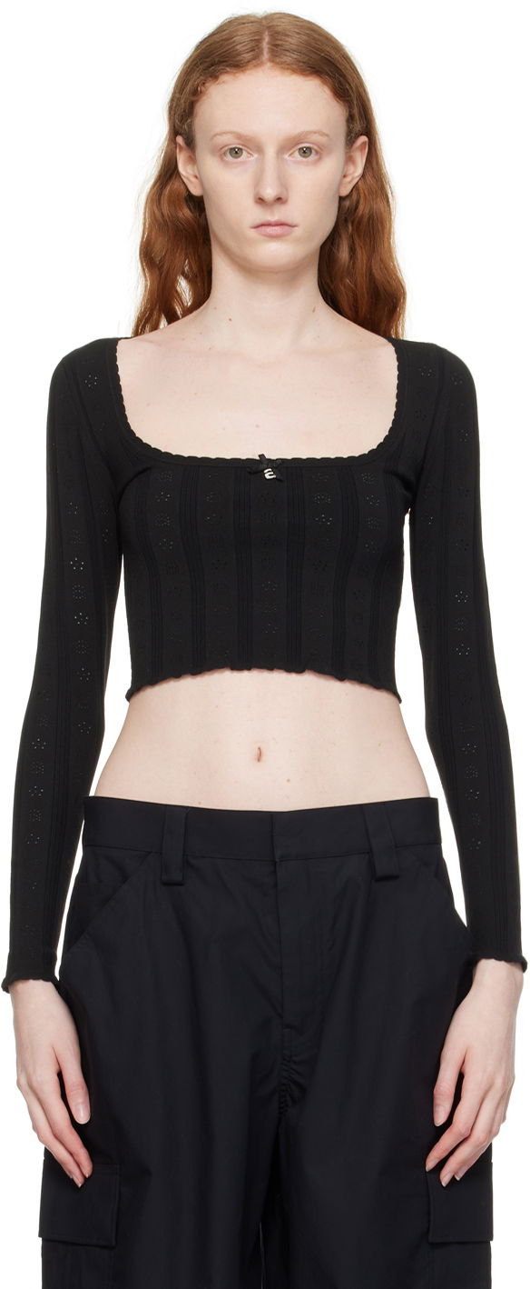 Sweater Alexander Wang Alexander Wang.t Hardware Long Sleeve Cropped Top Sort | 4KC3231021