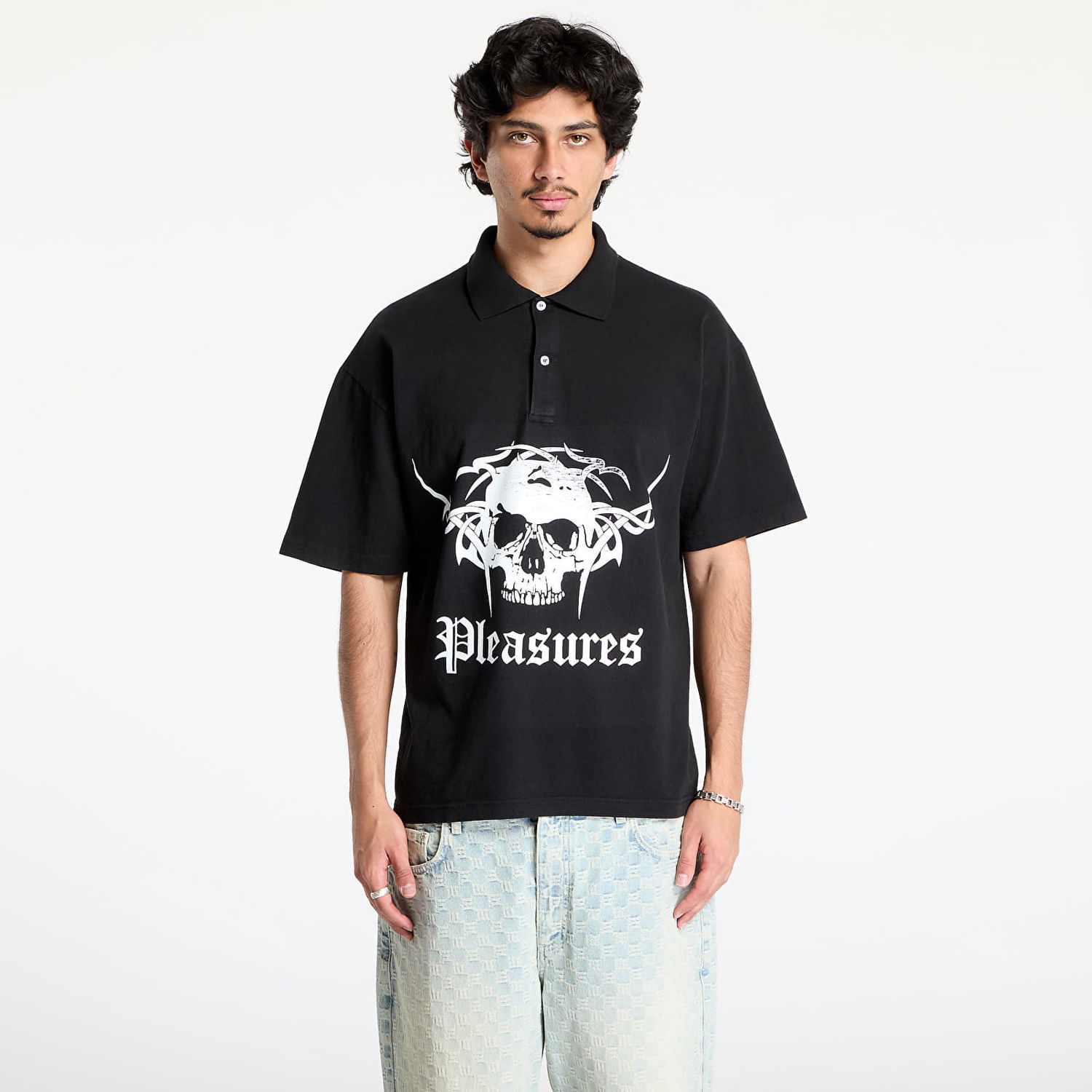Polo skjorte Pleasures Pleasures Tradition Polo Shirt Sort | P25SU048 BLACK, 0