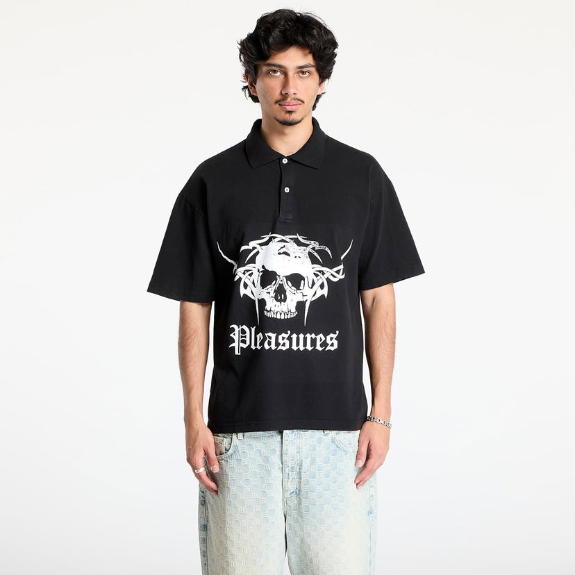 Polo skjorte Pleasures Pleasures Tradition Polo Shirt Sort | P25SU048 BLACK