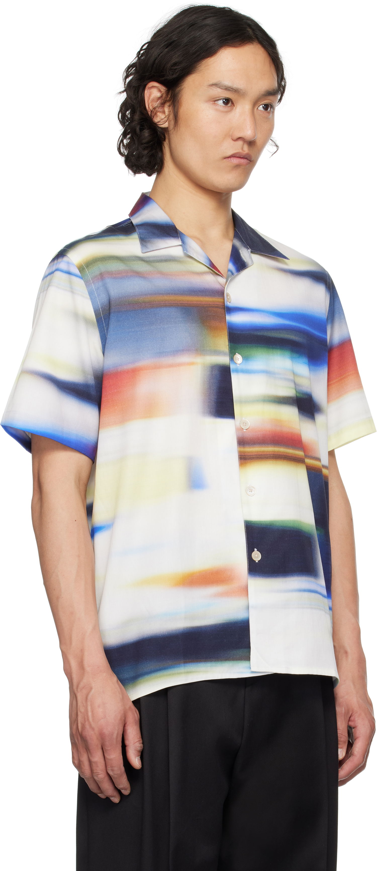 Skjorte Paul Smith PS Paul Smith Motion Blur Short-Sleeve Shirt Flerfarvet | M2R-695U-P22285-01, 1