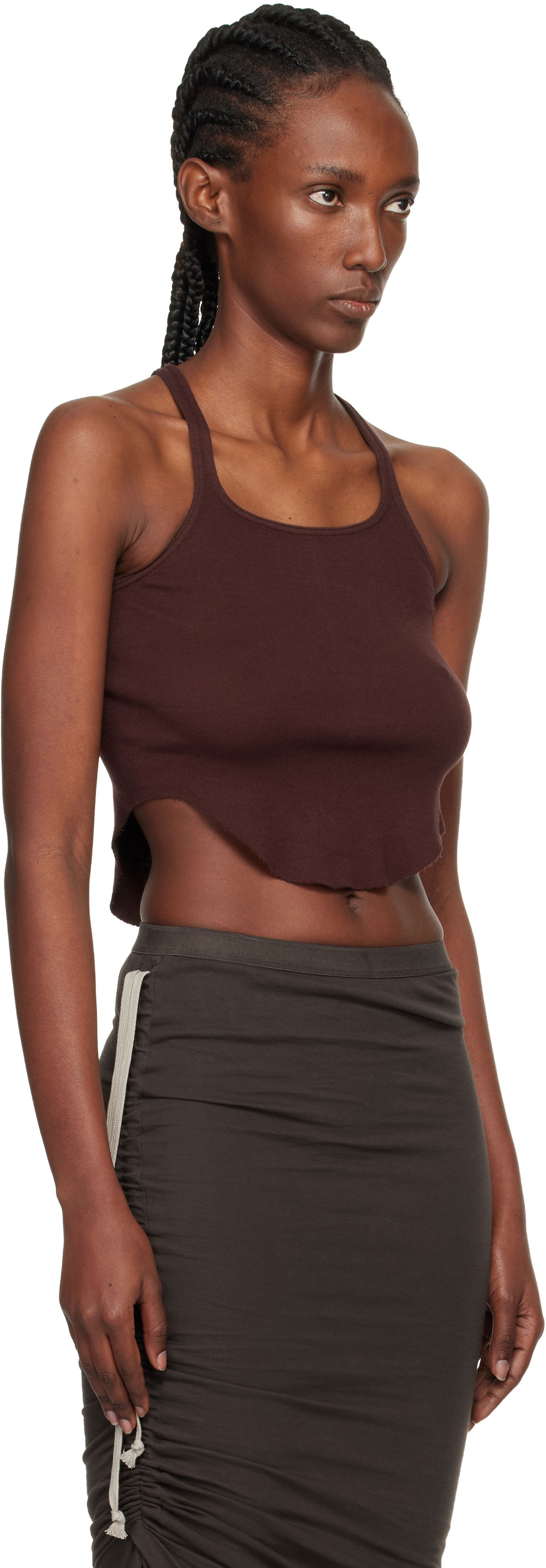 Tanktop Rick Owens DRKSHDW Concordians Basic Rib Tank Top Brun | DS02E7100 RN, 1