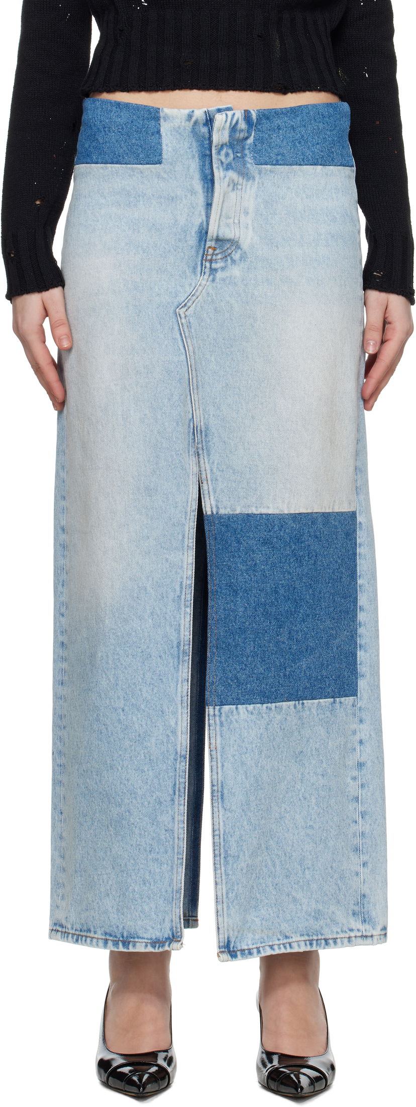 Nederdel Maison Margiela MM6 Maison Margiela Paneled Denim Maxi Skirt Blå | S62MI0032 M30018